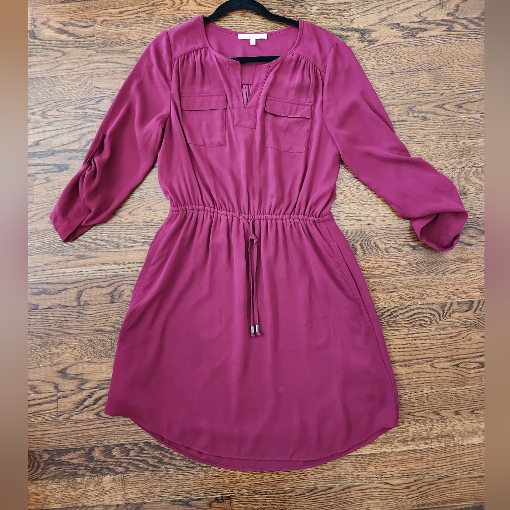 Daniel Rainn Berry/MaroonTextured Adjustable Drawstring Dress Size M